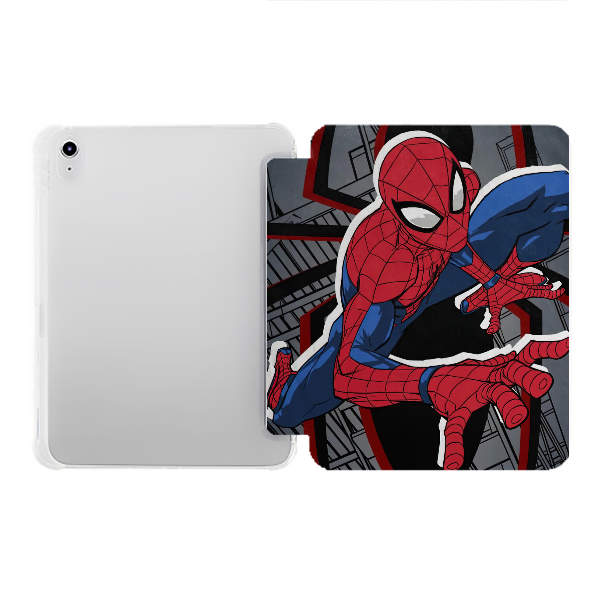 （画像用） Spider Man スパイダーマン IPad ケース ペン収納付き 三つ折りスタンド PUレザー×シリコン 対応機種9.5/10.5/10.9インチ